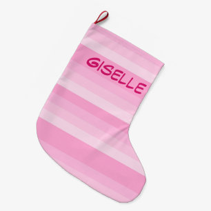 Meia De Natal Grande Formas de estocagem de Natal em tiras Rosa