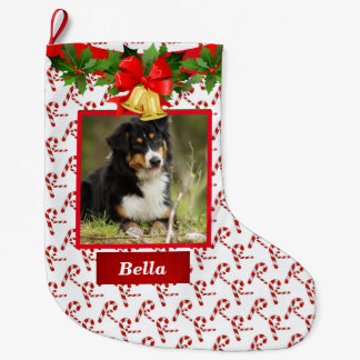 Meia De Natal Grande Foto de Cachorro Fora de Natal Fofo Nome Personali