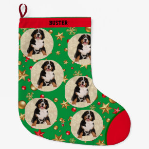 Meia De Natal Grande Foto De Cão Como Círculos Repetidos Adicionar No