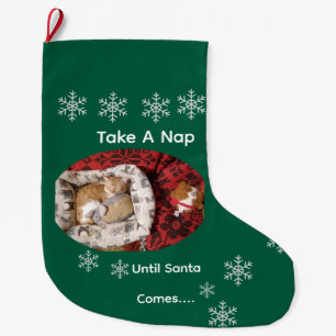 Meia De Natal Grande Foto de Gato, Texto, Personalizar