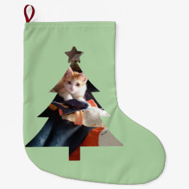 Meia De Natal Grande Foto de Natal de Animal de Estimação