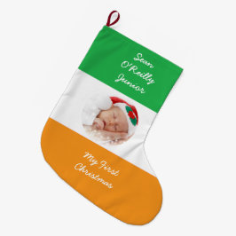 Meia De Natal Grande Foto de Natal personalizada do Patrimônio Irlandês
