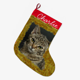 Meia De Natal Grande Foto/ nome personalizado de Pet - Pequena reserva 