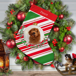 Meia De Natal Grande Foto personalizada de cão caminha, ameaças de amor