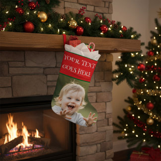 Meia De Natal Grande Foto Personalizada de Natal com Imagem e Nome Pers