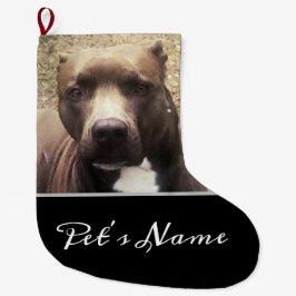 Meia De Natal Grande Foto Personalizada De Pet Personalizada Do Pit Bul