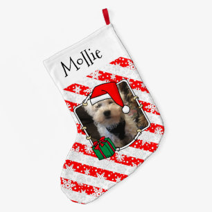 Meia De Natal Grande Foto personalizada Santa Hat Pet HO HO