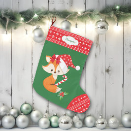 Meia De Natal Grande Fox e Candy Cane