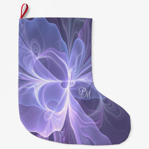 Meia De Natal Grande Fractal Abstrato Roxo