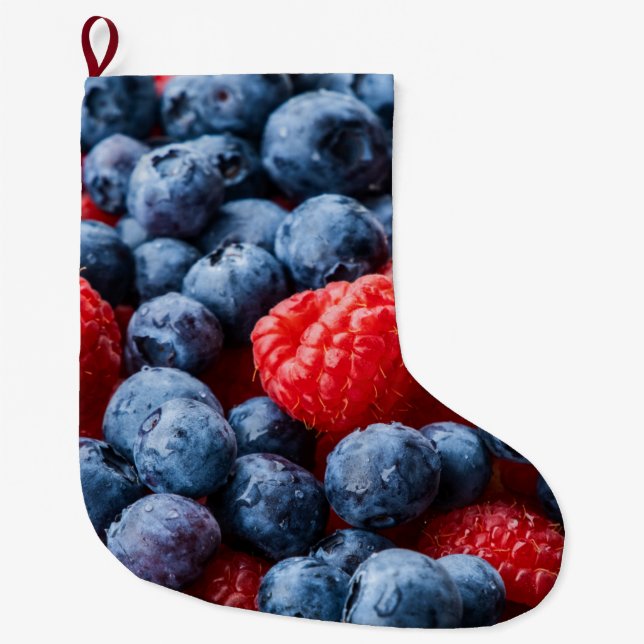 Meia De Natal Grande Framboesas e amoras-vivas (Frente)