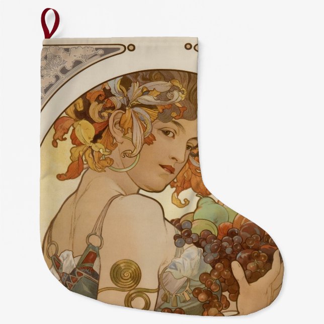 Meia De Natal Grande Fruta (Art Nouveau) (Retrato feminino) (Frutas) (Frente)