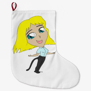 Meia De Natal Grande garota chibi com cauda