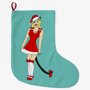 Meia De Natal Grande Garota de Natal Vermelha