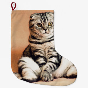 Meia De Natal Grande Gatinho Bonito Desenterrado