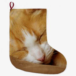 Meia De Natal Grande Gatinho Dormindo