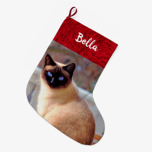 Meia De Natal Grande Gatinho Siamese do nome de animal de estimação da