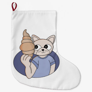 Meia De Natal Grande Gato Croissant Engraçado
