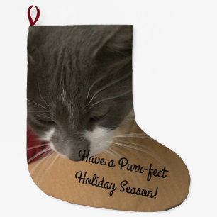 Meia De Natal Grande Gato na caixa