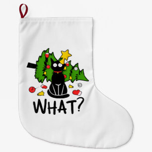 Meia De Natal Grande Gato Preto Engraçado Árvore de Natal Alegre Papai