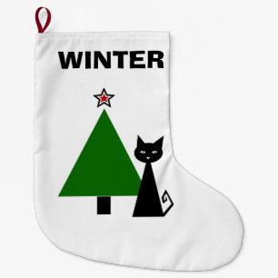 Meia De Natal Grande Gato preto personalizado
