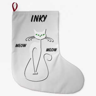 Meia De Natal Grande Gato Preto-Viciado, Miau, Olhos Verdes, Adicionar