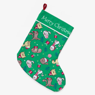 Meia De Natal Grande Gatos