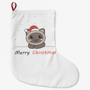 Meia De Natal Grande Gatos De Noite De Natal