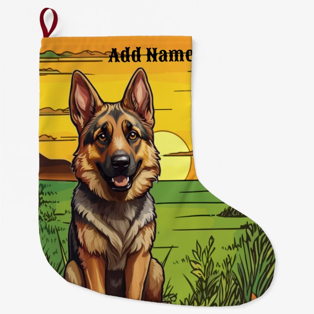 Meia De Natal Grande German shepherd (Frente)