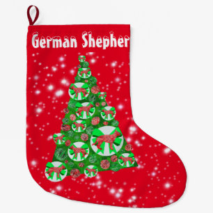 Meia De Natal Grande German shepherd Natal Grande Vermelho Decoração de