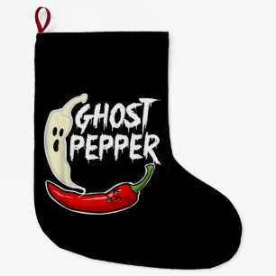 Meia De Natal Grande Ghost Pepper Funny Spicy Hot Halloween Peppe