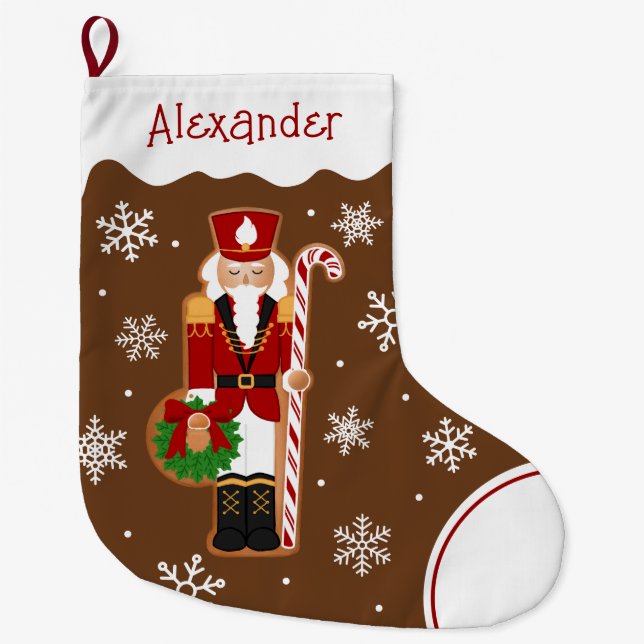 Meia De Natal Grande Gingerbread Nutcracker Soldier (Frente)