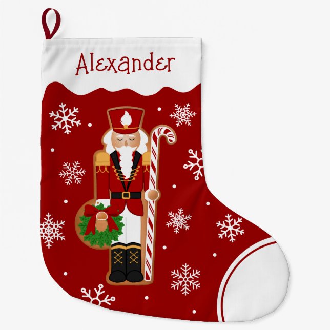 Meia De Natal Grande Gingerbread Nutcracker Soldier (Frente)