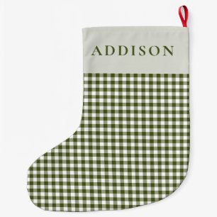 Meia De Natal Grande Gingham Verde Moderno e Russo