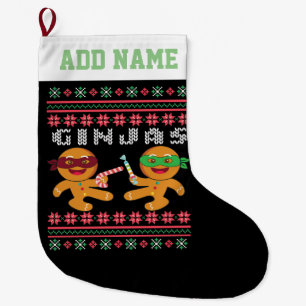 Meia De Natal Grande Ginjas Gingerbread Men Fedorento