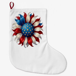 Meia De Natal Grande Girassol Bandeira Americana 4 De Julho