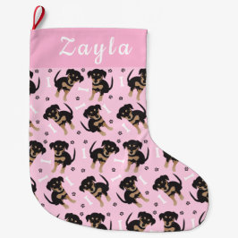 Meia De Natal Grande Girly Puppy Pink