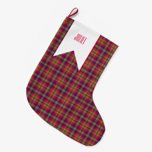 Meia De Natal Grande Glasgow Tartain Xadrez Verde Vermelho Azul