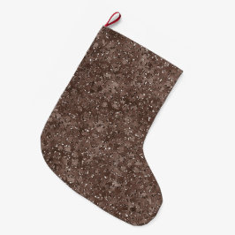 Meia De Natal Grande Glitor de Impressão Castanho-Leopardo-Castanho