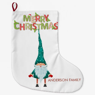 Meia De Natal Grande Gnomo Nórdico Feliz Natal
