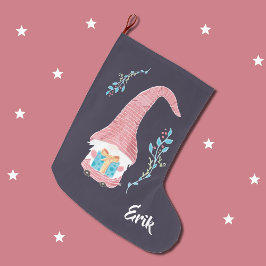 Meia De Natal Grande Gnomo sueco vermelho com estocagem de Natal atual