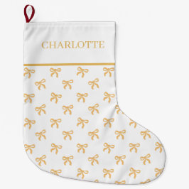 Meia De Natal Grande Gold Bows Keepsake Christmas