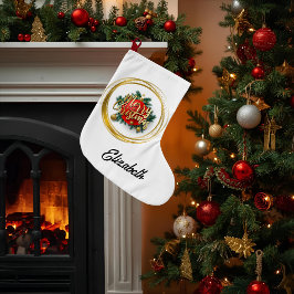 Meia De Natal Grande Golden Merry Christmas Personalized Stocking