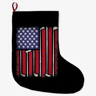 Meia De Natal Grande Golfe Divertido Bandeira Americana Jogador de Golf