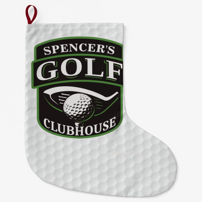 Meia De Natal Grande Golfer ADNAME Player Golf Ball Club Clubhouse (Frente)