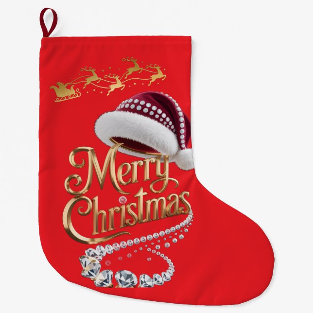 Meia De Natal Grande Gorro de Natal fofo (Frente)