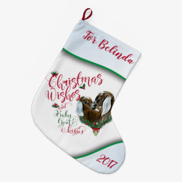 Meia De Natal Grande GOTA | Natal Deseja Bebê Goat Kisses Nubian 3