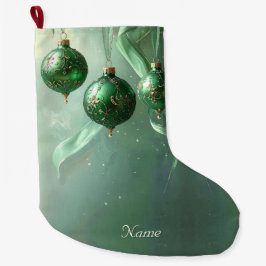 Meia De Natal Grande Green Christmas Ball Holiday Stocking