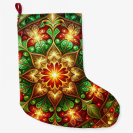 Meia De Natal Grande Green Red Decorative Christmas Holiday Stocking