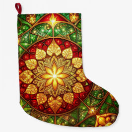 Meia De Natal Grande Green Red Decorative Christmas Holiday Stocking