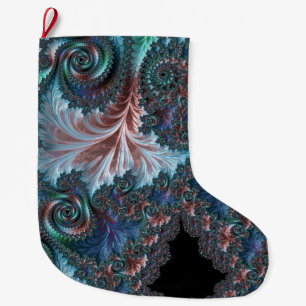Meia De Natal Grande Groovy Colorful Boho Hippie Mandelbrot Fractal Art